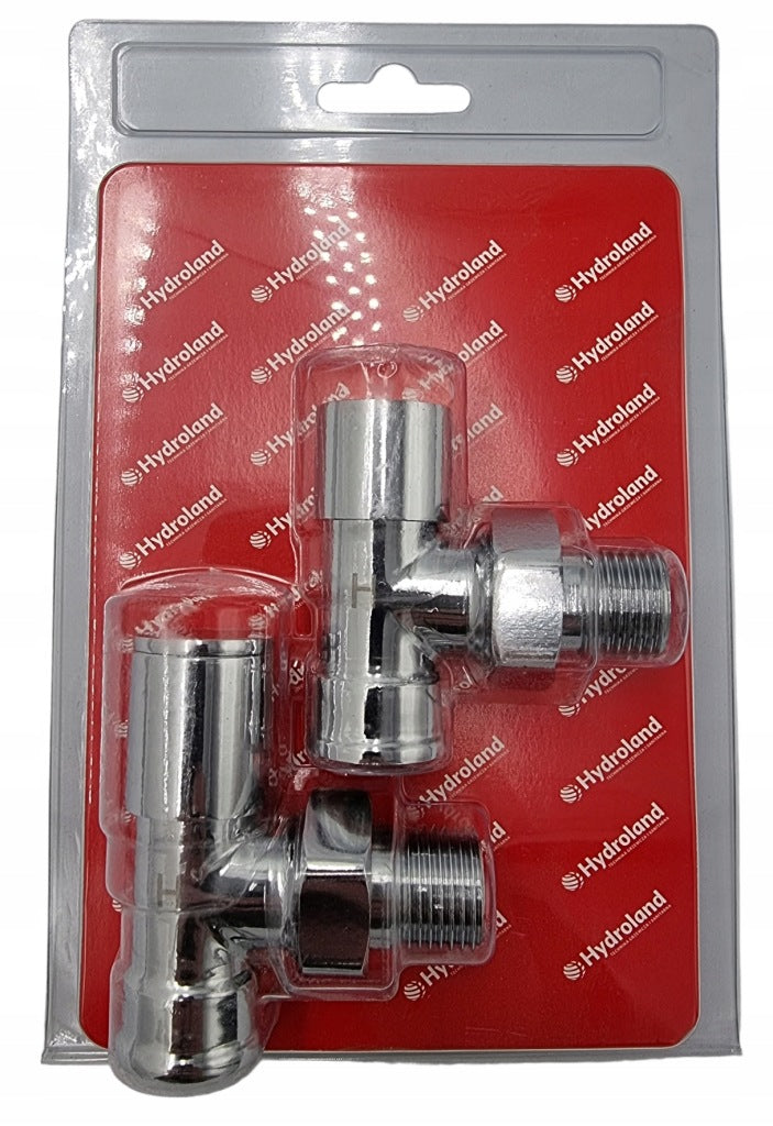 Aqbau zestaw zaworów grzejnik zasilający i odcinający 1/2″ kątowy, chrom