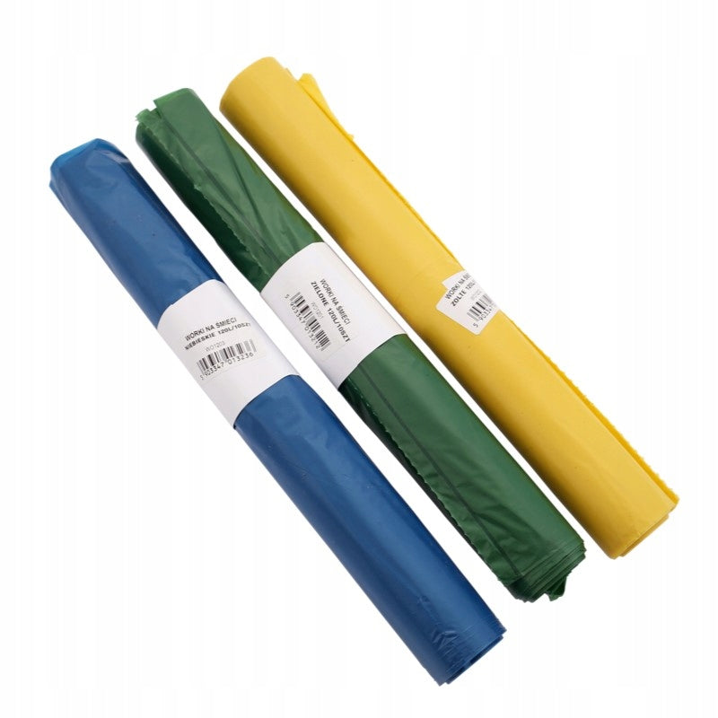 Worki na śmieci folia LDPE 120L/10 szt zielone na szkło