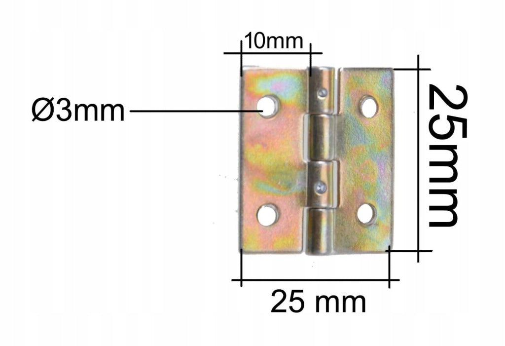 Zawiasy zawias splatany 25 x 25mm meblowy skrzyniowy ocynk złoty 100 szt
