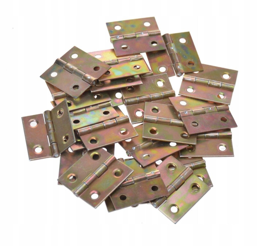 Zawiasy zawias splatany 30 x 30mm meblowy skrzyniowy ocynk złoty 50 szt