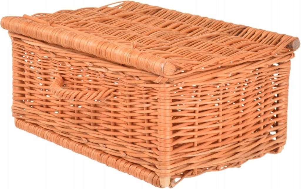 Aqbau kosz wiklinowy z pokrywą 40×26×18 cm kuferek przechowywanie dekoracja