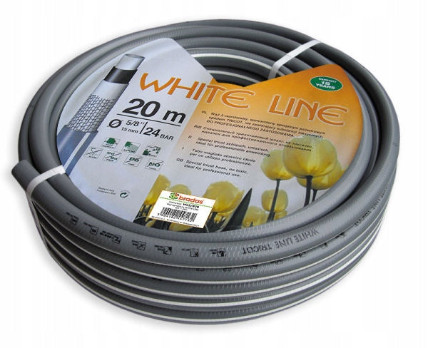 Aqbau WHITE LINE Wąż ogrodowy do podlewania 5-warstwowy zbrojony 3/4" 20m