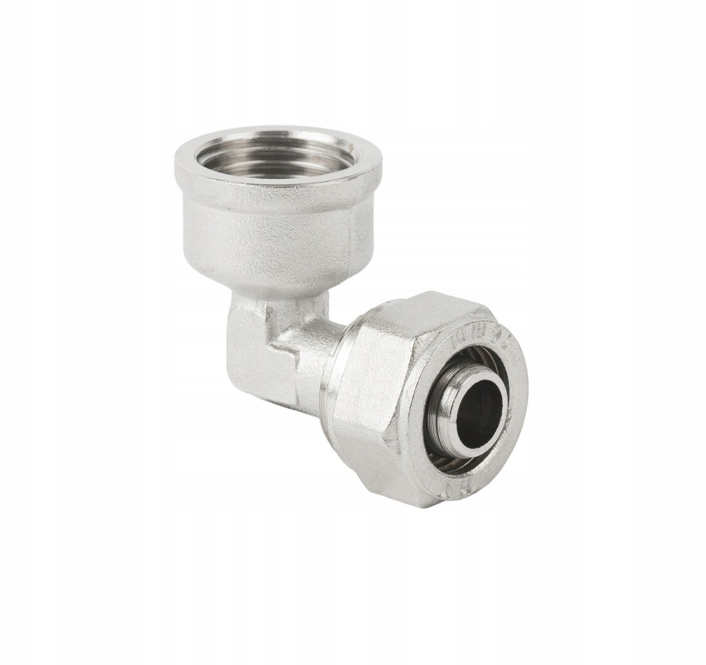 Aqbau kolano 90° PEX/GW mosiądz niklowany 20 x 1/2"