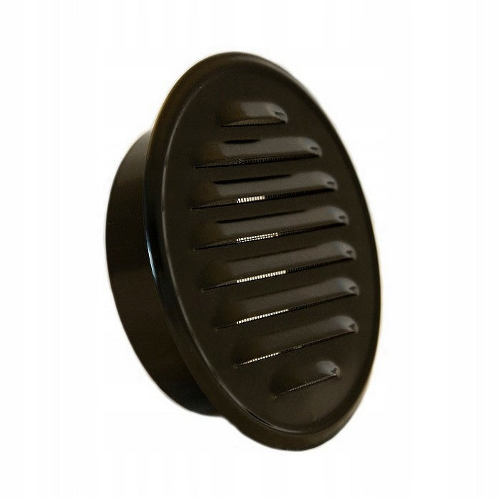Kratka okrągła wentylacyjna 125mm czarna z kołnierzem mocna metalowa