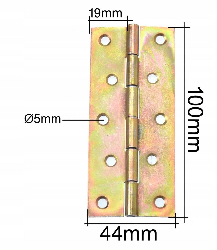 Zawias splatany 100 x 44mm meblowy skrzyniowy budowlany ocynk złoty 50 szt