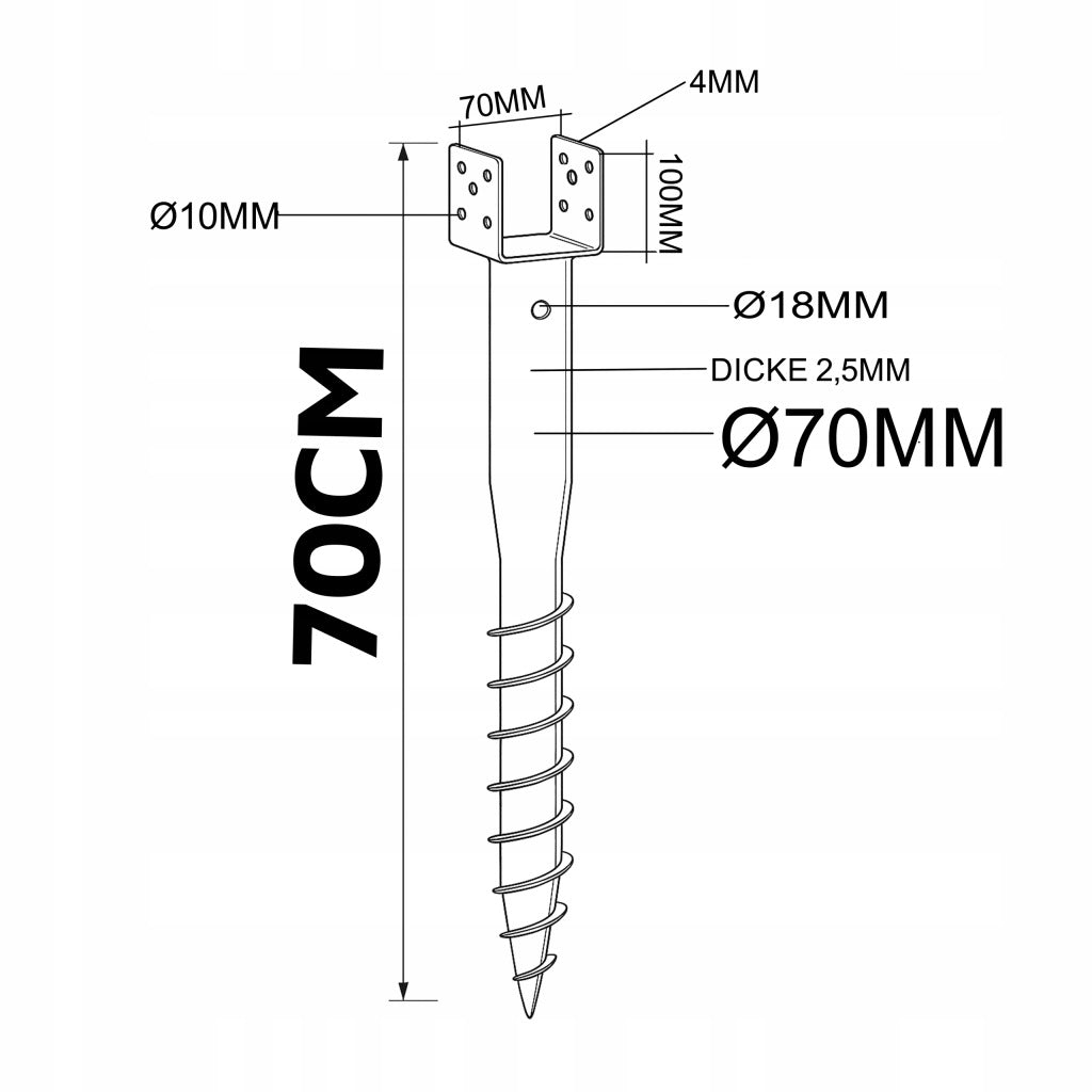 Aqbau podstawa wkręcana do ziemi U kotwa ocynk wspornik słupa 70x700mm 1szt