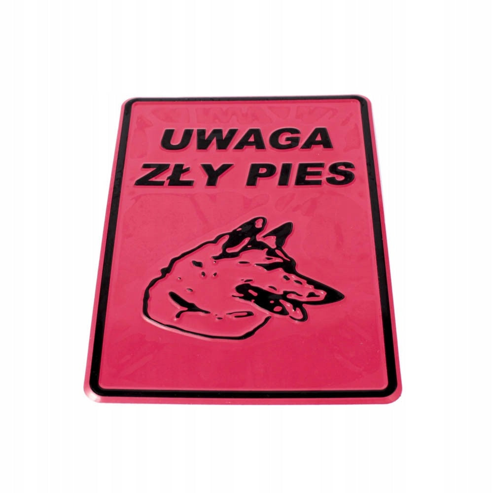 Tablica 14x20 UWAGA ZŁY PIES - głowa psa na ogrodzenie, dom, bramę