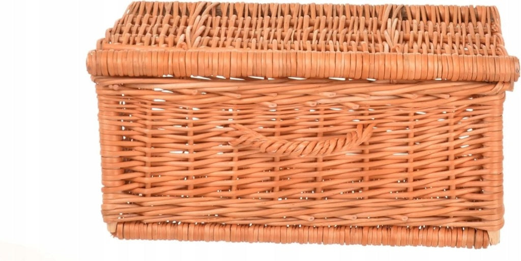 Aqbau kosz wiklinowy z pokrywą 40×26×18 cm kuferek przechowywanie dekoracja