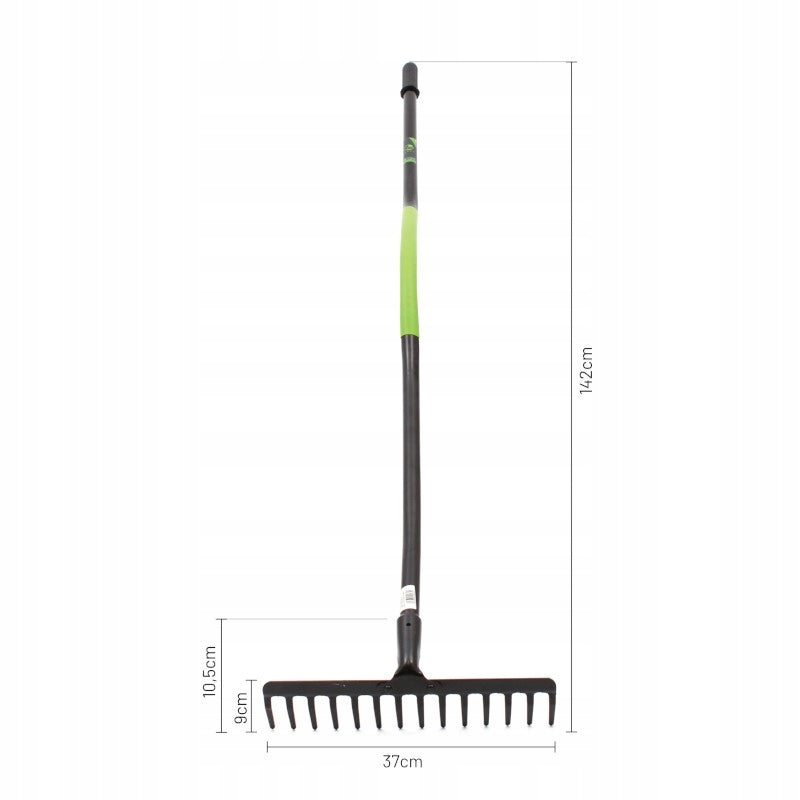 Grabie grabki metalowe 14 zębów rurka profilowana wygięta 142 cm długości