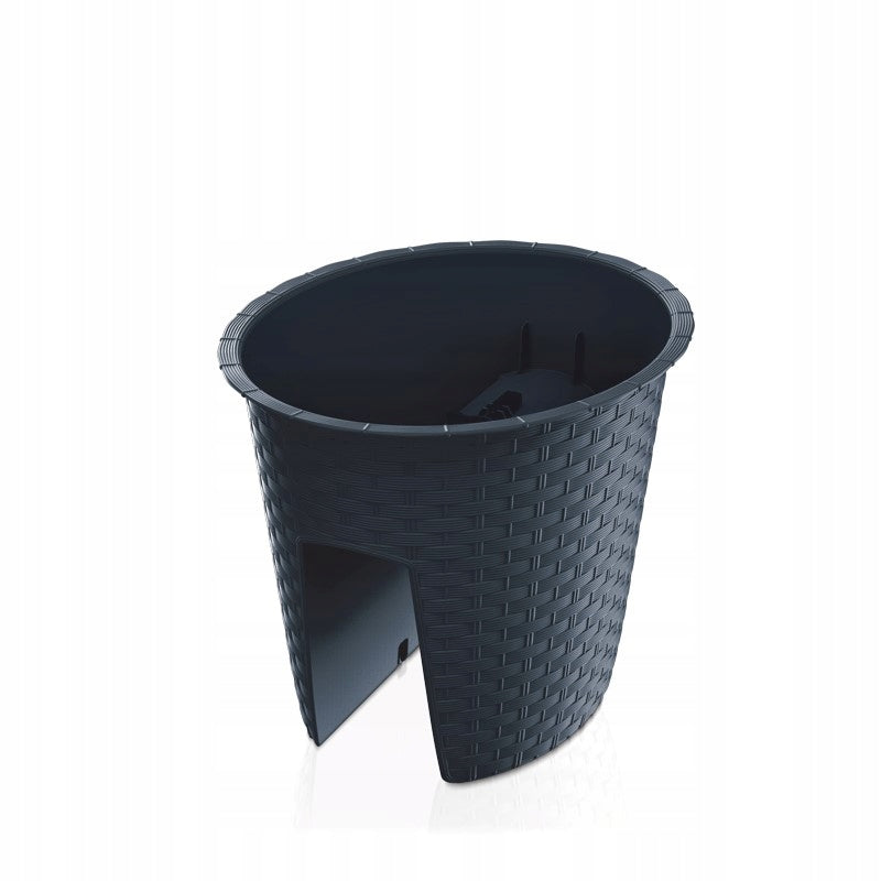 Doniczka na balustradę RATOLLA OVAL 27 cm antracyt, kwadratowa donica
