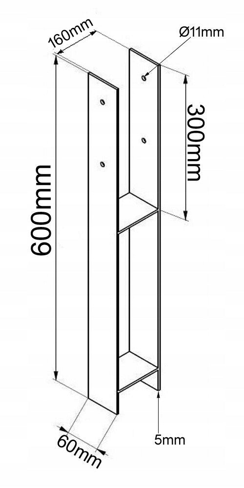 Podstawa słupa kotwa podpora wspornik typ H do wmurowania betonu 160 mm