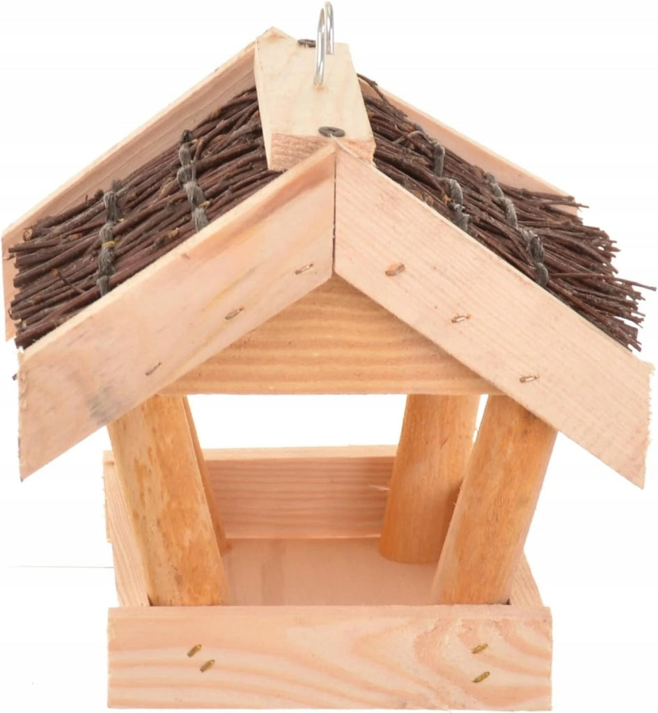 Aqbau mały drewniany karmnik dla ptaków do zawieszenia 18,5 x 16 x 14 cm