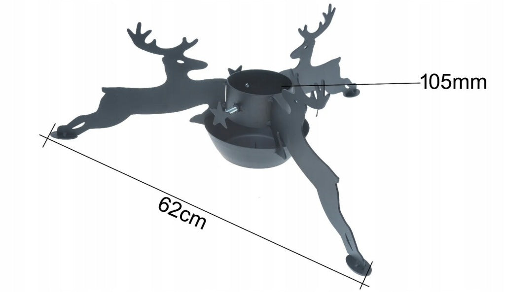 Stojak choinkowy czarny renifer ⌀105mm malowany proszkowo