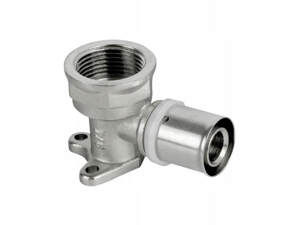 Aqbau kolano ZACISKOWE 90° PEX/GW naścienne 20 x 1/2" do montażu instalacji