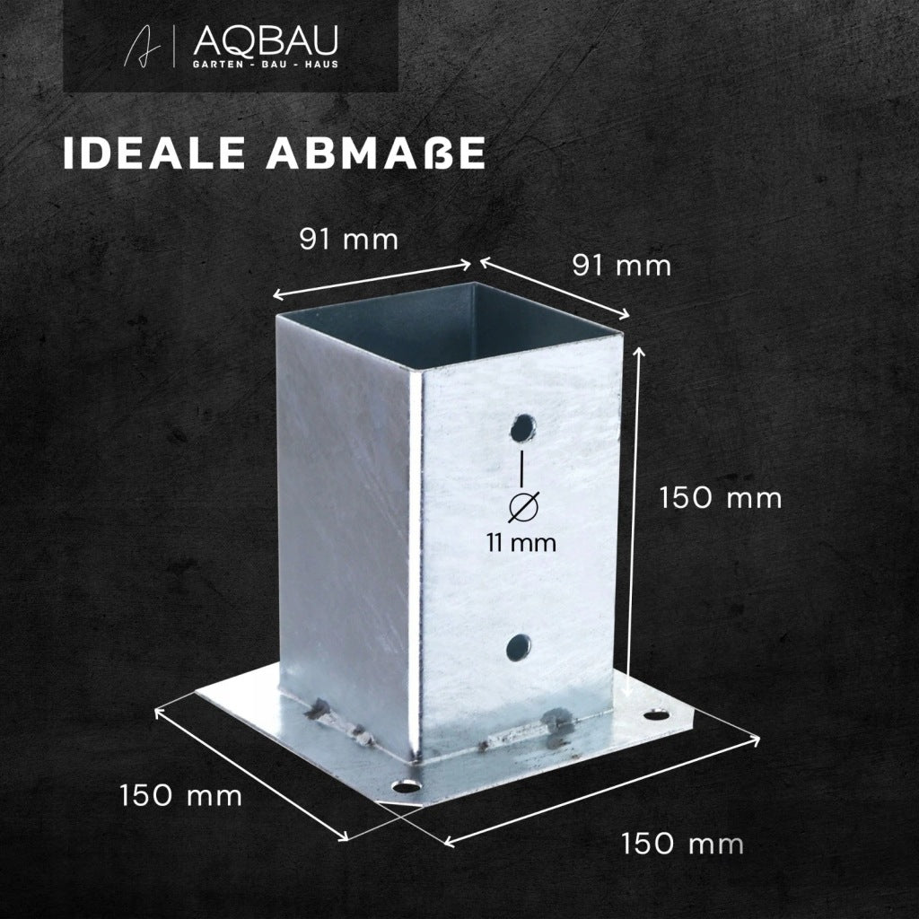 Aqbau zestaw 4 szt wspornik słupka ogrodowy kotwa tuleja gruntowa 90mm stal