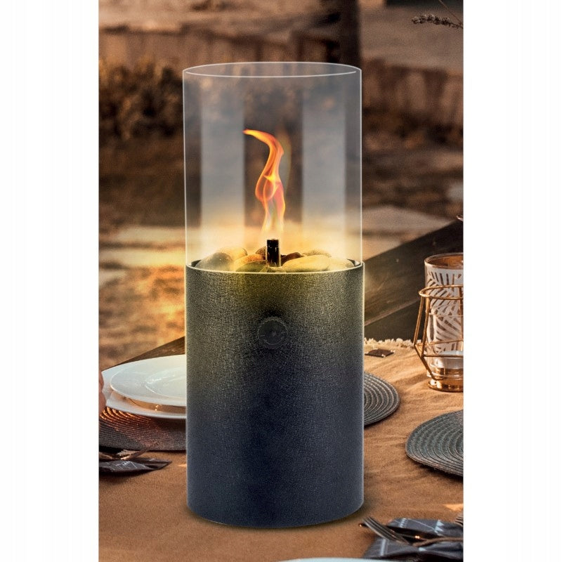 Aqbau lampa ozdobna ogrodowa bio gazowa na kartusze metalowa czarna