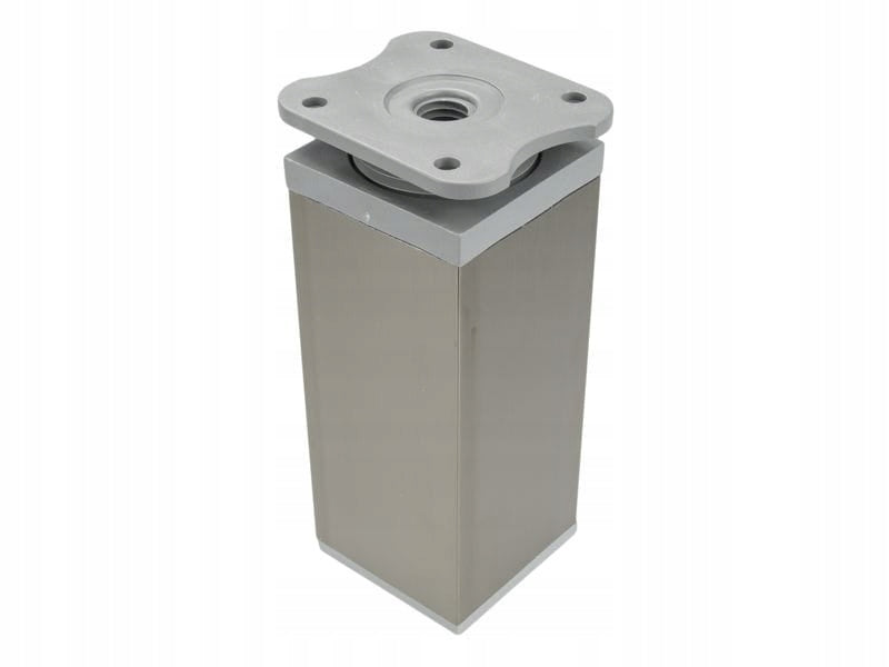 4 x nóżka meblowa z aluminium KWADRATOWA z regulacją 4x4/H-10cm inox/popiel