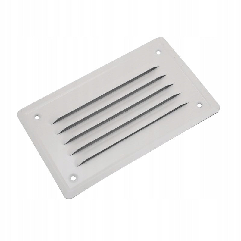 Kratka wentylacyjna metalowa skośna 7x14cm biała z blachy ocynk,i siatka