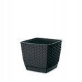 Doniczka z podstawką DONICA RATOLLA SQUARE 14,5cm antracyt na kwiaty rattan