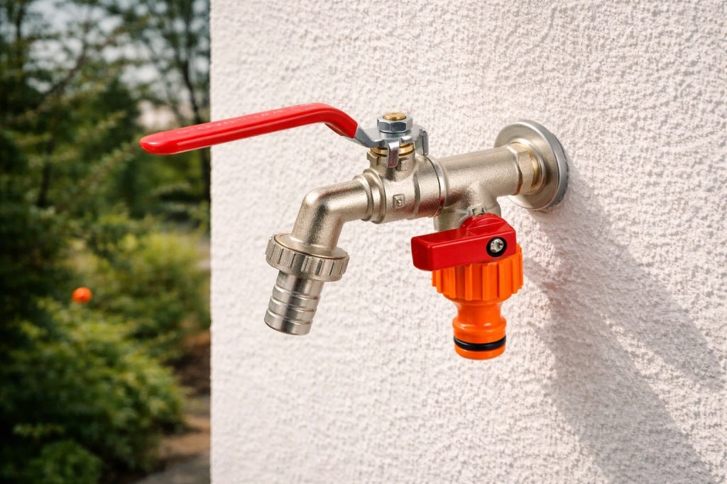 Aqbau zawór ścienny z podwójnym wyjściem kulowy 1/2" chromowany mosiądz
