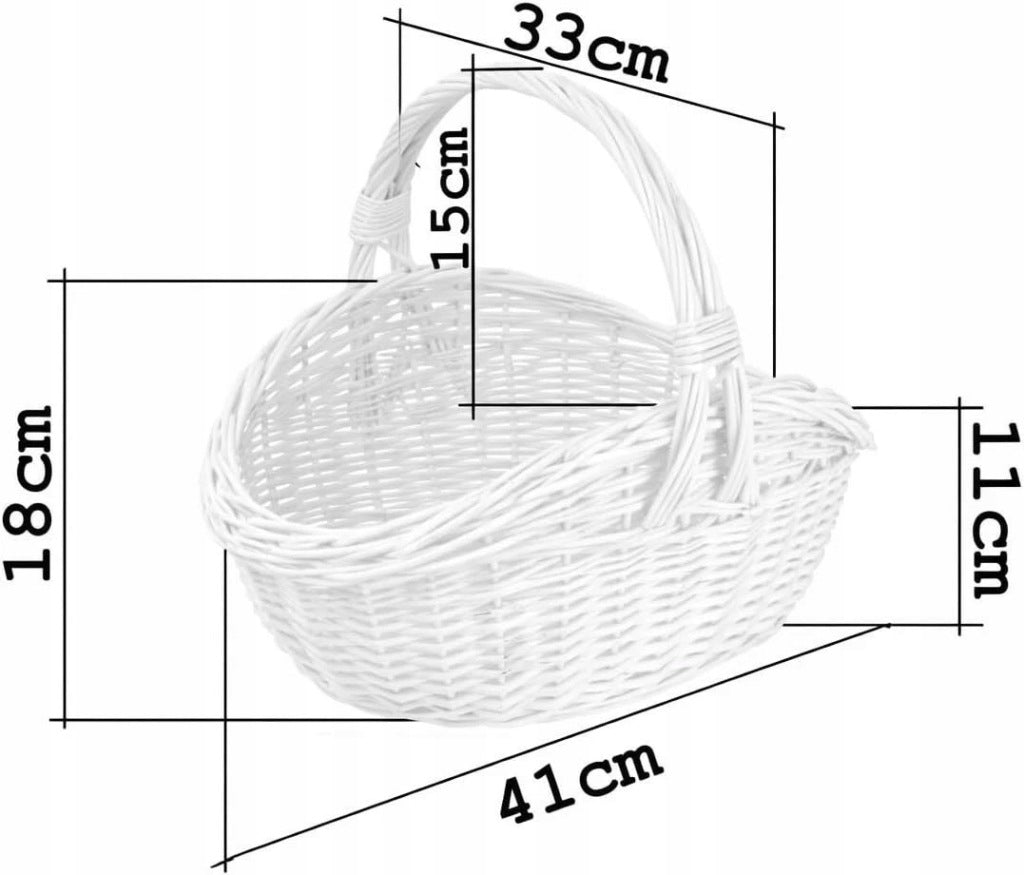 Aqbau kosz biały wiklinowy naturalny wielkanocny koszyczek rozmiar L-41cm