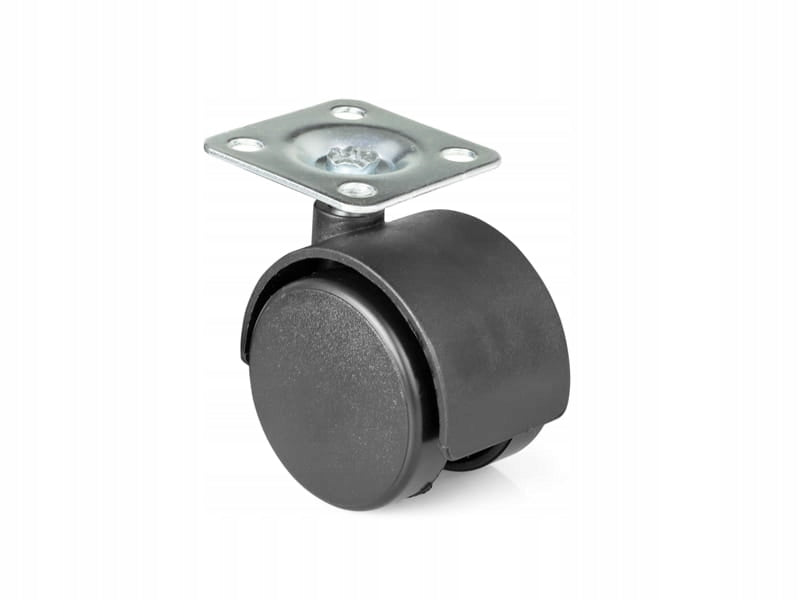 Kółko obrotowe z płytką 40mm ,czarny plastik, do fotela, metalowe,5 SZTUK