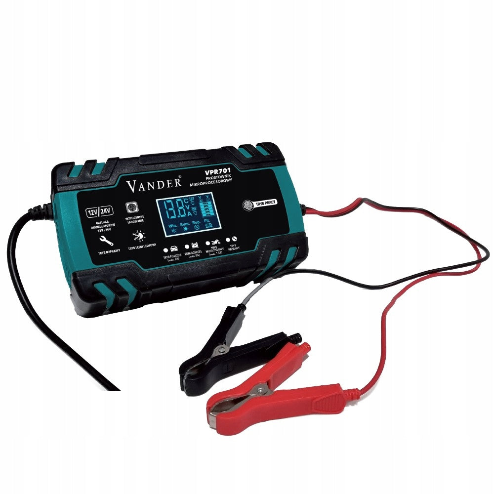 Prostownik samochodowy akumulatorowy mikroprocesorowy 12V/24V