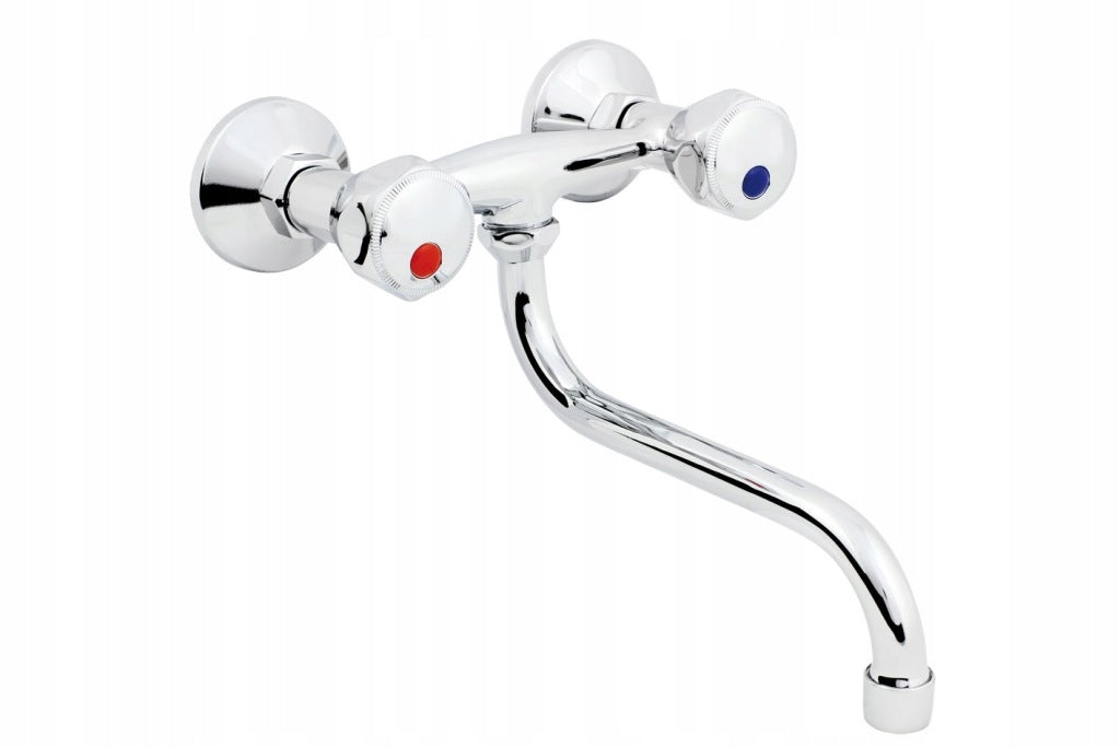 Aqbau Standard bateria zlewozmywakowa ścienna Obrotowa kran mosiądz chrom