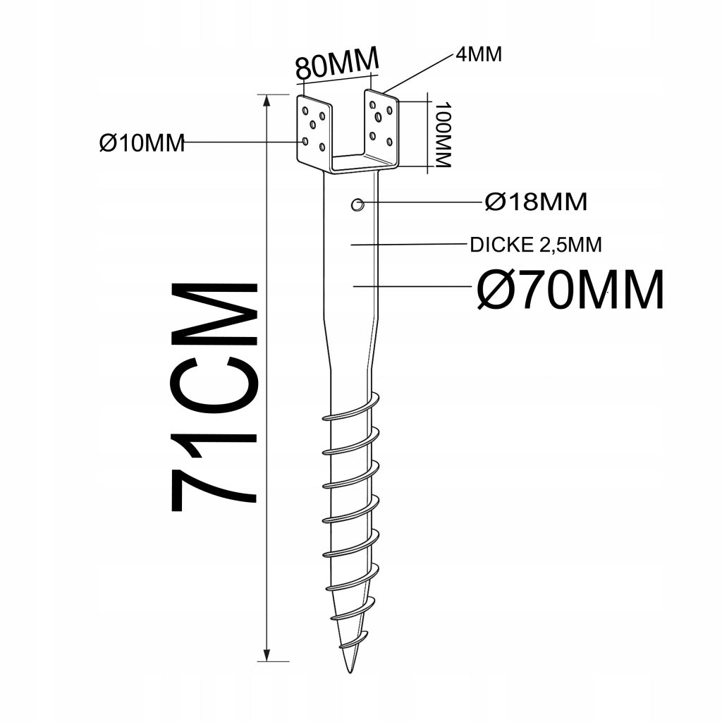 Aqbau podstawa wkręcana do ziemi U kotwa ocynk wspornik słupa 80x710mm 1szt