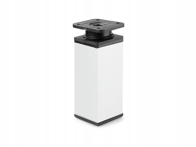 4x nóżka meblowa z aluminium KWADRATOWA z regulacją 4x4/H-10cm biały/czarny