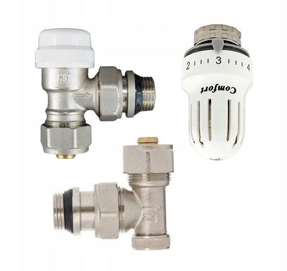 Aqbau zestaw termostatyczny Comfort do PEX, kątowy 1/2″ 3 -częściowy