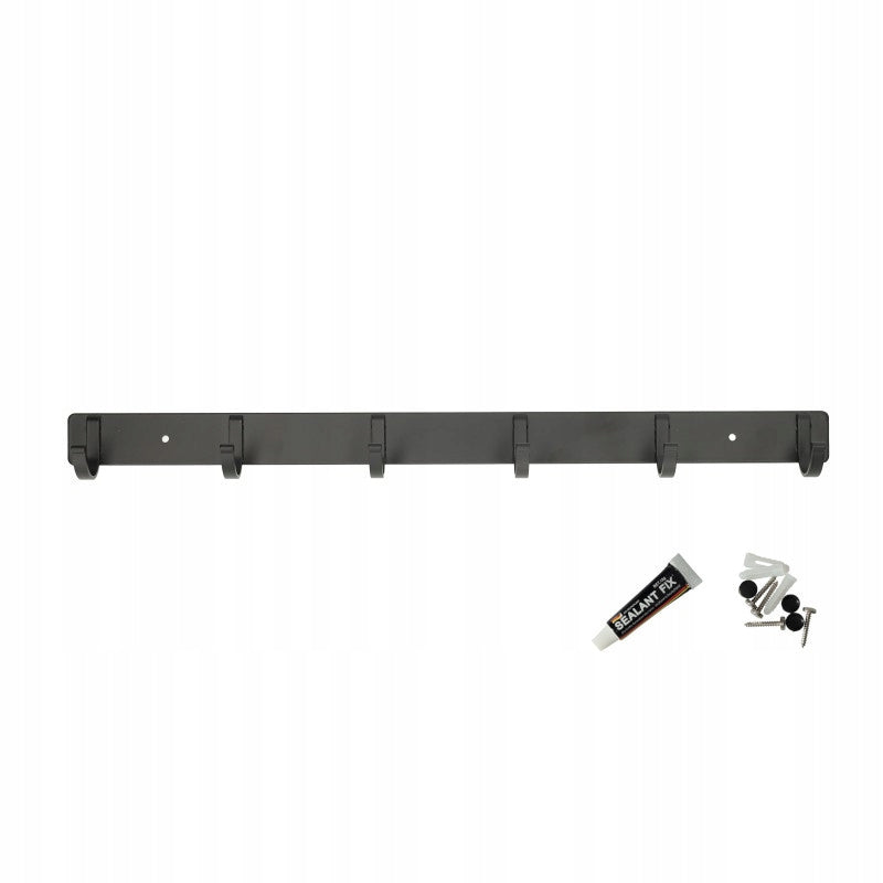 Aqbau metalowy wieszak szeregowy czarny 6 haków 46,5 cm mocny i solidny