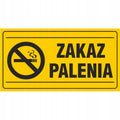 Tablica ZAKAZ PALENIA (12x22)cm żółta ostrzegawcza do lokali itp