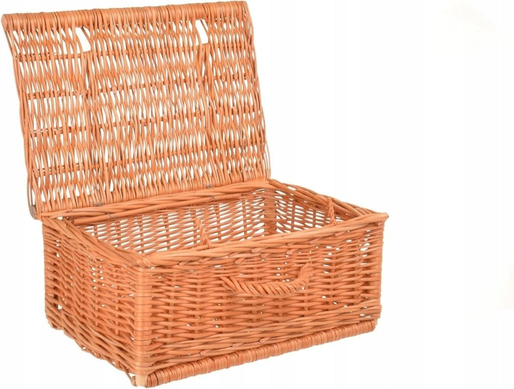 Aqbau kosz wiklinowy z pokrywą 40×26×18 cm kuferek przechowywanie dekoracja