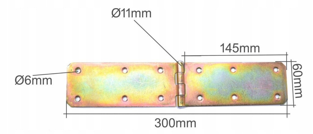 Zawias budowlany meblowy skrzyniowy metalowy 60 x 300 mm ocynk żółty