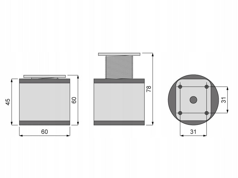 4 x nóżka meblowa z aluminium OKRĄGŁA komplet do mebli 6cm/ H-6cm