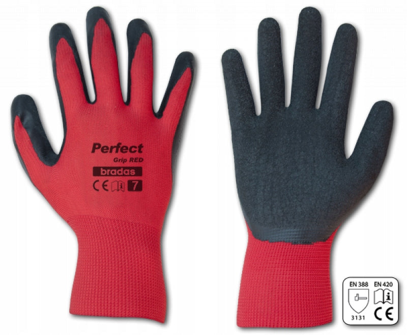 Aqbau rękawice ochronne Perfect Grip Red, lateksowe czerwone rozmiar 10