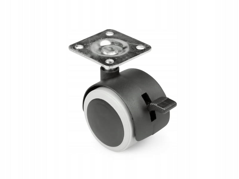 Kółko obrotowe gumowane z płytką i hamulcem 40mm ,do fotela, metal,5 SZTUK