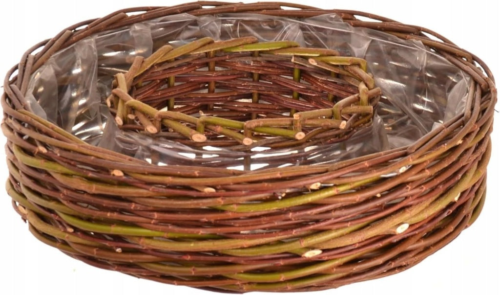 Aqbau donica wiklinowa okrągła naturalna z wkładem średnica 40cm na stroik