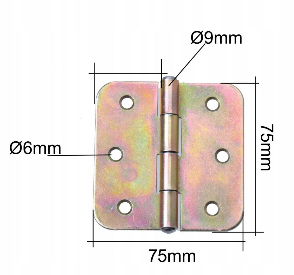 Zawias splatany 75 x 75mm budowlany meblowy skrzyniowy ocynk złoty 10 szt
