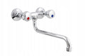 Aqbau Bateria zlewozmywakowa ścienna z wylewką 3/4″ 250 mm kran zlewu chrom