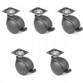 Kółko obrotowe z płytką i hamulcem 50mm, do fotela, metalowe,5 SZTUK