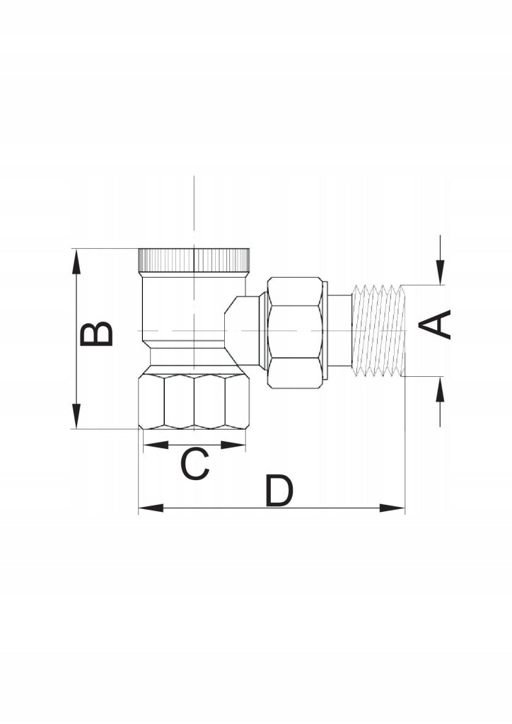 Aqbau Zawór grzejnikowy odcinający kątowy 1/2″ uni