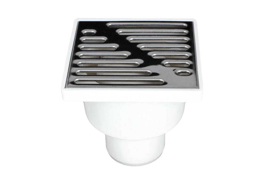 Aqbau kratka kanalizacyjna, ruszt metalowy śr.50 mm, 15x15 cm BIAŁA prosta
