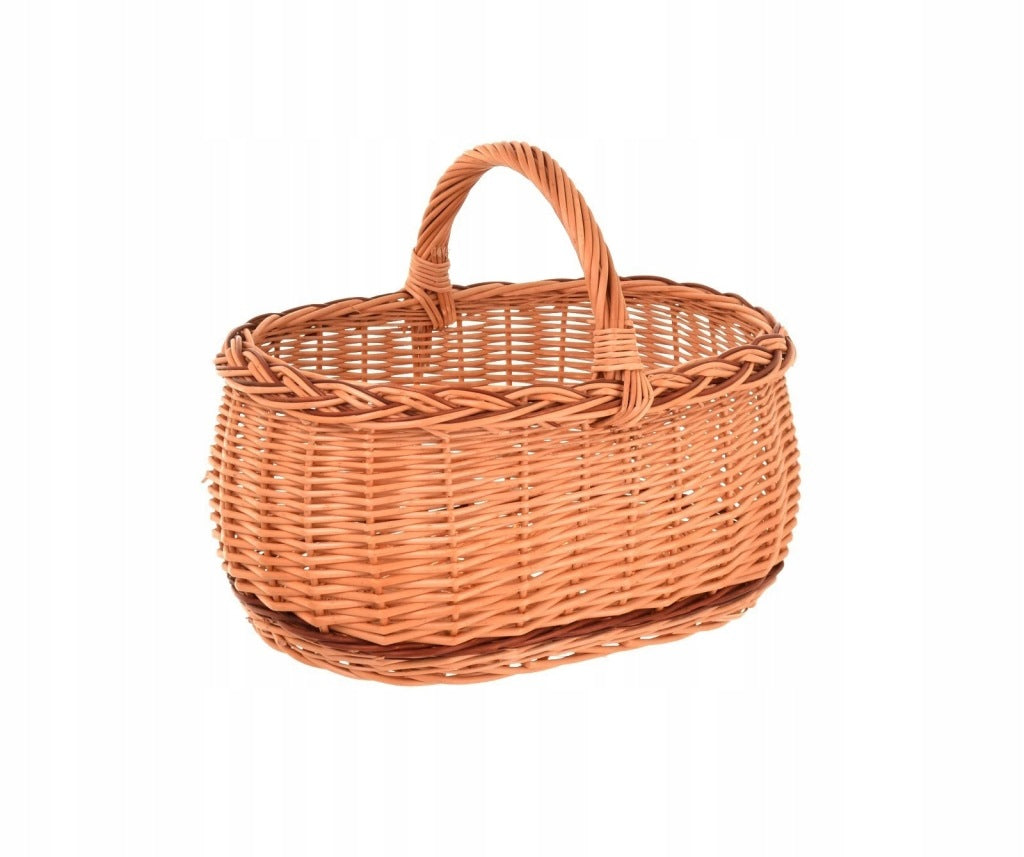 Aqbau kosz piknikowy z uchwytem 47 cm wiklinowy zakupy wielkanocny szary