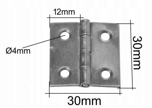 Zawiasy zawias splatany 30 x 30mm meblowy skrzyniowy ocynk złoty 20 szt