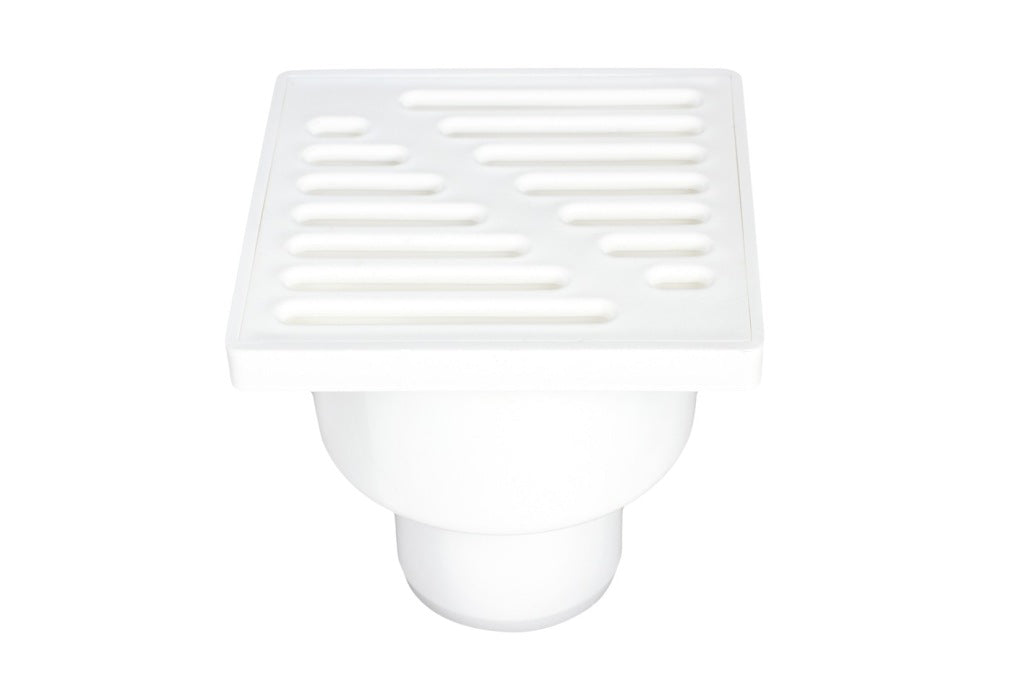Aqbau kratka kanalizacyjna, ruszt plastikowy śr.50mm, 10x10 cm BIAŁA prosta