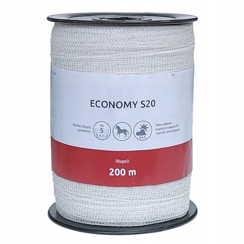 Taśma do pastucha elektrycznego 4x0,16 20mm 200m BIAŁA odporna na UV