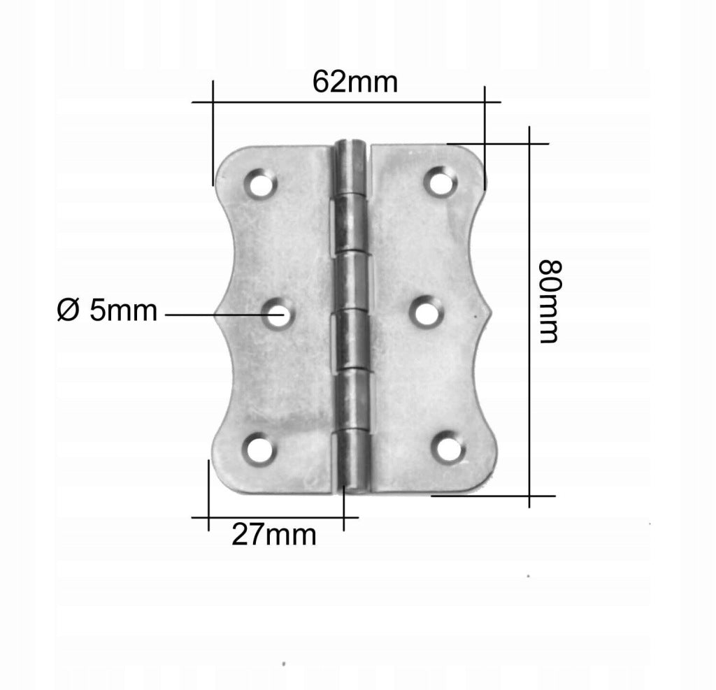Zawias budowlany ozdobny skrzyniowy meblowy 80x60mm RETRO żółty ocynk 10szt