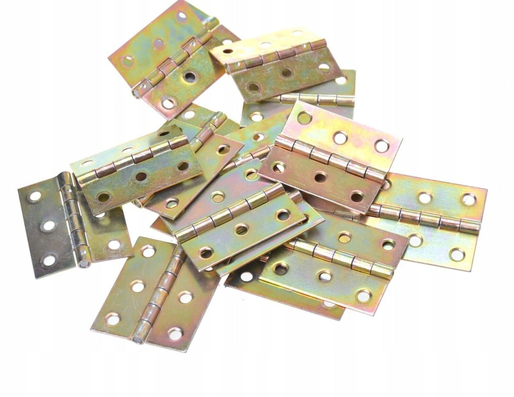 Zawiasy zawias splatany 50 x 42mm meblowy skrzyniowy ocynk złoty 100 szt
